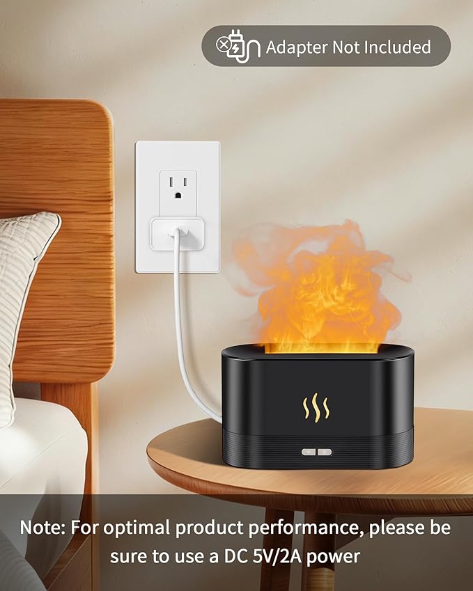 Flame Effect Essential Oil Diffuser, 180ml Ultrasonic Aromatherapy Humidifier - Image 8