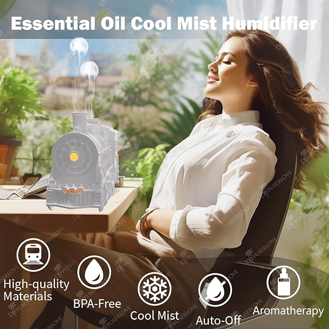 Diffuserlove Essential Oil Diffuser 300ML Train Cool Mist Humidifier Quiet - Image 3