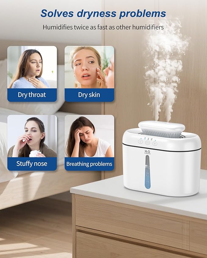 SZO Double Spray Humidifiers for Bedroom Large Room, 2.5L Cool Mist Humidifier - Image 9