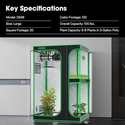 VIVOSUN 2-in-1 5x4 Plant Grow Tent - Image 9