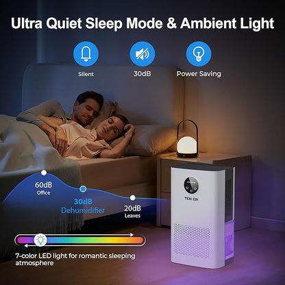TENKER Dehumidifier for Home, 77 OZ Water Tank Dehumidifiers, Quiet Dehumidifier - Image 5