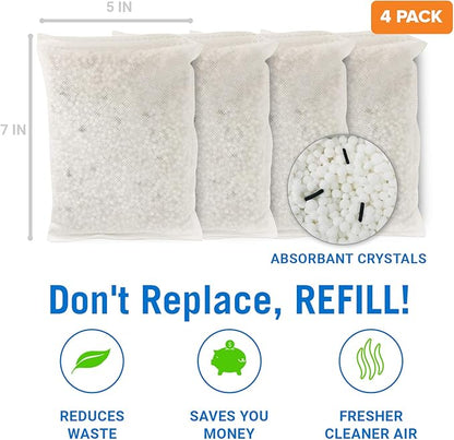 4 Pack Moisture Absorber Refill Bags, Unscented and Fragrance-Free Pellet Packs - Image 2