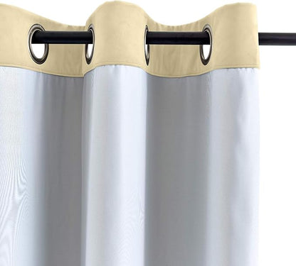 ChadMade Blackout Lined Premium Velvet Curtain Cream 50Wx96L Inch, Eyelet - Image 3