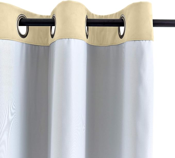 ChadMade Blackout Lined Premium Velvet Curtain Cream 72Wx102L Inch, Eyelet - Image 3