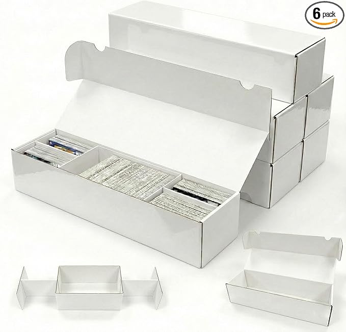 Laminated Trading Card Storage Box, Glossy White Cardboard Collector Box by XRACV