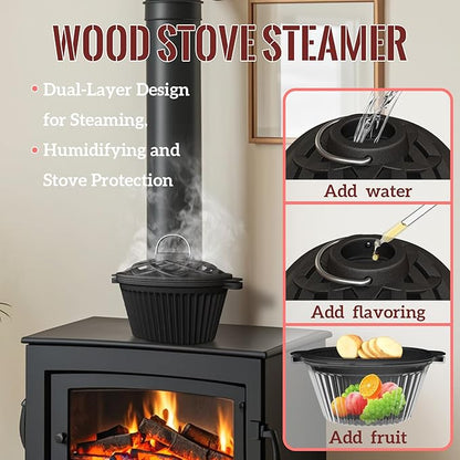 Wood Stove Steamer & Humidifier + Mini Sauce Pan Set - Image 2
