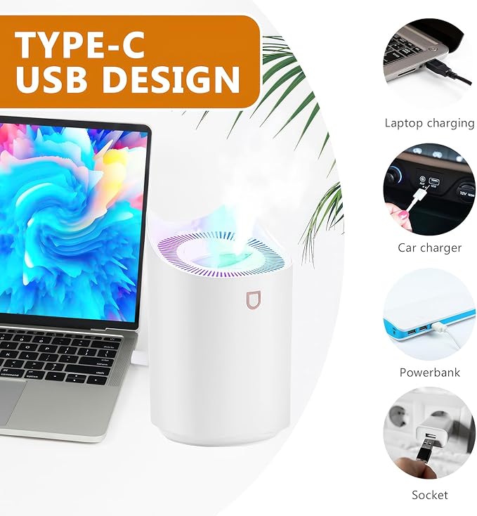 Blingbin Humidifiers for Bedroom, 3L Dual Nozzle Air Humidifiers for Home - Image 6