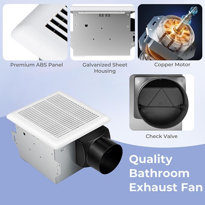 COSTWAY Bathroom Exhaust Fan, Ceiling Mount Ventilation Fan - Image 2