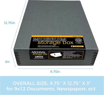 Lineco Museum Archival Storage Box, 9.75x12.75x3 in. Drop Front Design. - Image 2