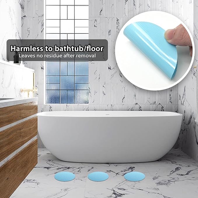 24 PCS Bathtub Non Slip Stickers Blue Adhesive Decals Round Shape Anti Slip - Image 2