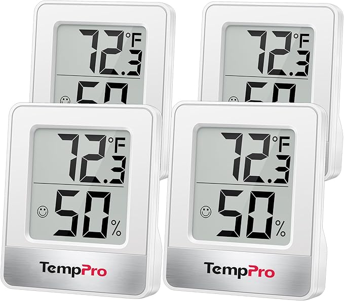 TempPro TP49 4 Pieces Digital Hygrometer Indoor Thermometer Humidity Meter Mini by ThermoPro