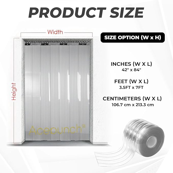 Ribbed PVC Strip Curtain Clear 48" Width x 84" Height Vinyl Door Strips - Image 2