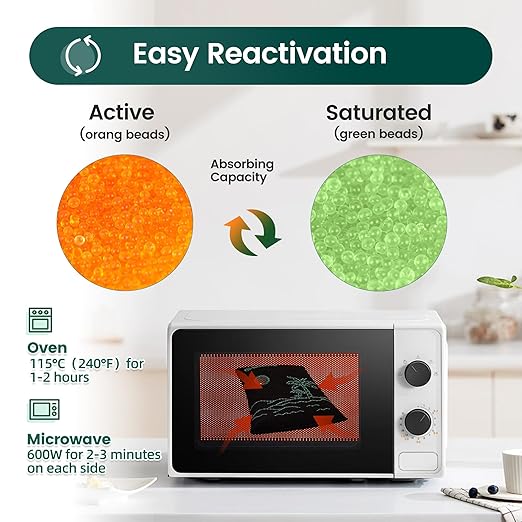 6 x 500 Gram Rechargeable Silica Gel Desiccant Packs, Microwave Reactivated - Image 3