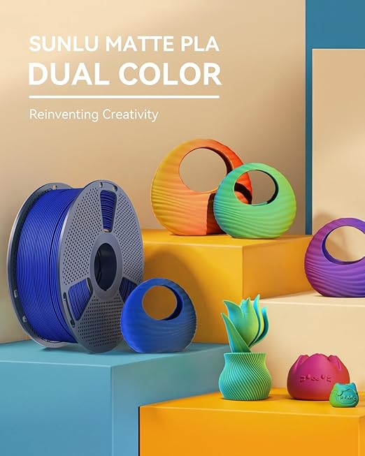 Matte PLA Filament 1.75mm, 1kg SUNLU 3D Printer Filament, Smooth Matte Finish - Image 2