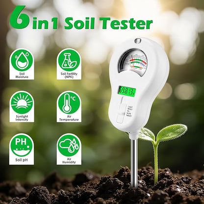6-in-1 Soil Test Kit with 3 Replaceable Probes, Soil Tester - Image 3