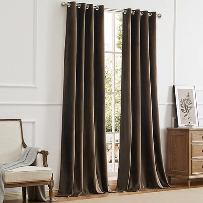 BULBUL Brown Velvet Curtains 84 inches: Luxury Elegant Living Room Curtain - Image 7