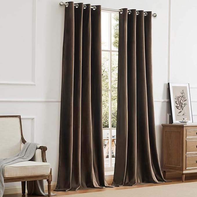 BULBUL Luxury Brown Velvet Curtains: 108 inches Elegant Living Room Curtain - Image 7