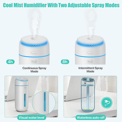 Small Humidifiers for Bedroom Nightstand Room 400ML USB Humidifer Plant Cool - Image 5