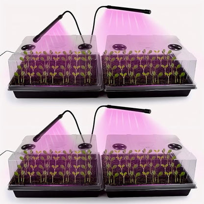 Seed Starter Tray with Grow Lights – 4 Pack Seedling Trays with 5" Humidity by RooTrimmer