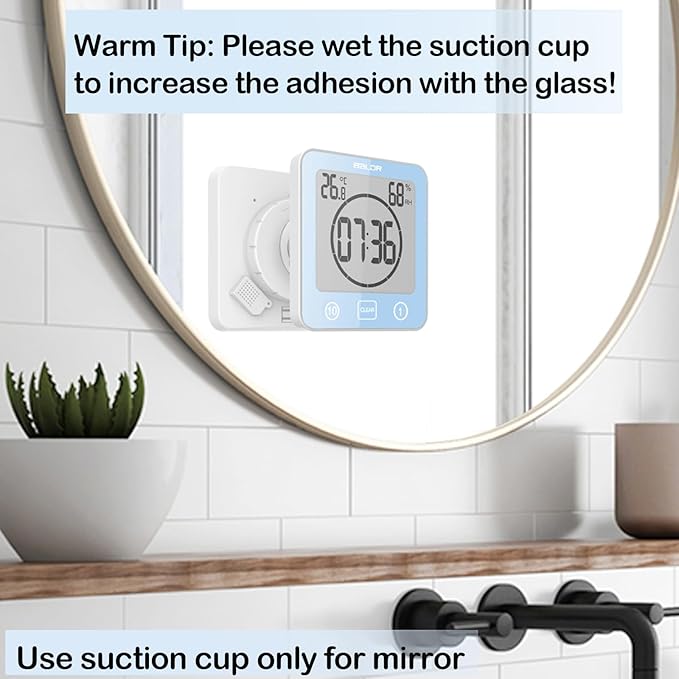 Waterproof Hanging Wall Clock Shower Timer, Large Digital Bathroom Alarm Clock - Image 2