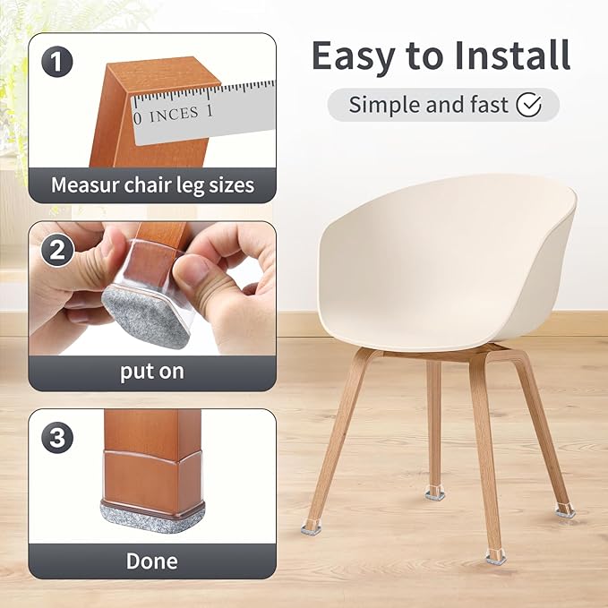 Ezprotekt 16 Pcs Rectangle Grey Felt Chair Leg Floor Protectors - Image 6