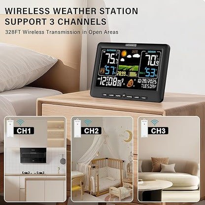 BluSon Weather Station Wireless Indoor Outdoor Thermometer, Color Display - Image 4