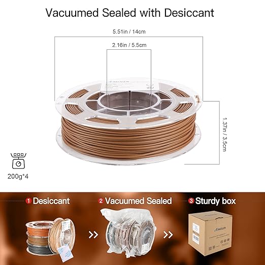 AMOLEN Wood PLA Filament Bundle 3D Printer Filament Wood Sets, 3D Printing - Image 6