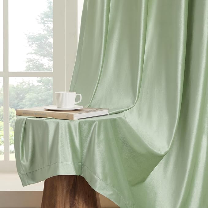 BULBUL Elegant Sage Green Velvet Curtains 120 inches Luxury Living Room Curtain - Image 6