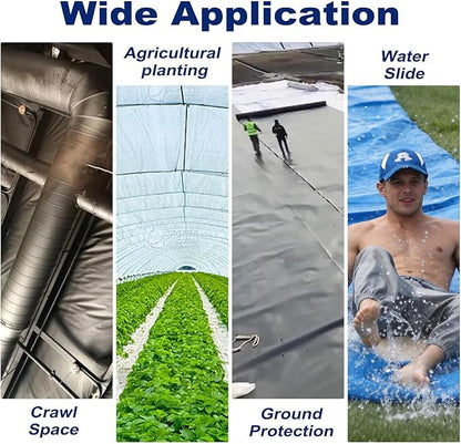 10'x100' Crawl Space Vapor Barrier, 10mil Film Black Plastic Sheeting - Image 7