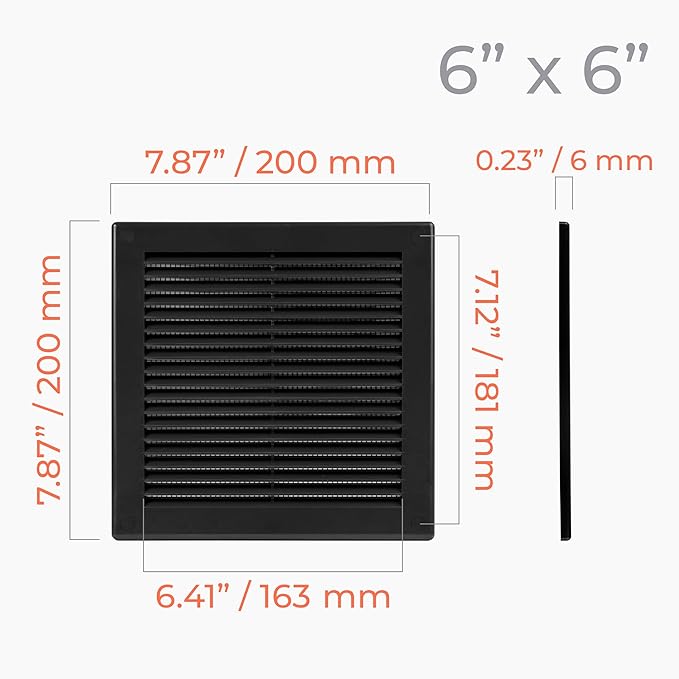 10-Pack 8" x 8" Square Air Vent Cover – Black Plastic Vent Deflector - Image 4