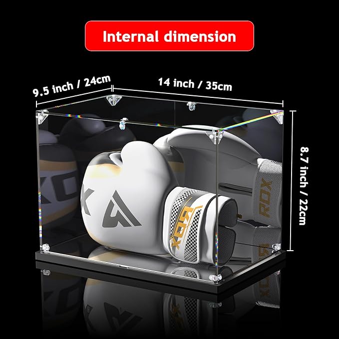 Boxing Glove Display Case with Mirror Back and Base, Acrylic Display Case - Image 5