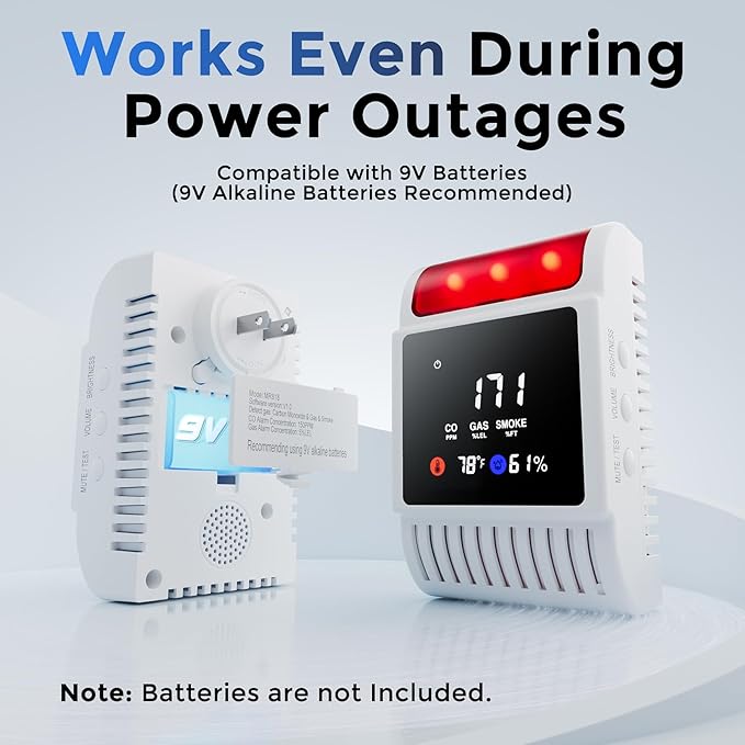 6 in 1 Carbon Monoxide Detectors & Smoke Detector, Natural Gas & Carbon - Image 3