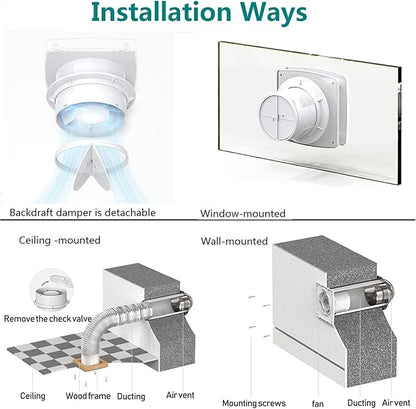 Bathroom Exhaust Fan 141 CFM 6 Inch Home Ventilation Ceiling Window and Wall - Image 6