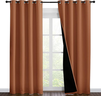 NICETOWN Burnt Orange 100% Blackout Window Curtain Panels, Heat and Cold by NICETOWN