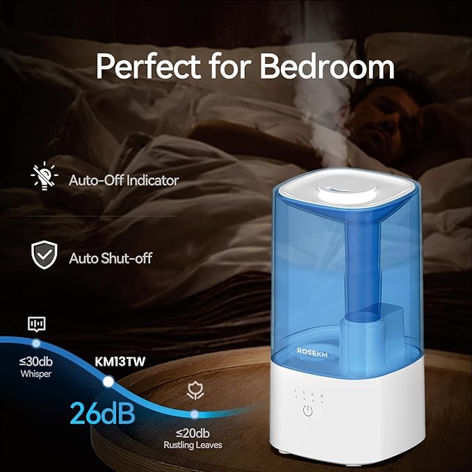 Cool Mist Humidifiers for Bedroom, 2.0L Small Humidifier for Baby and Plant - Image 3