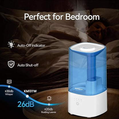 Cool Mist Humidifiers for Bedroom, 2.0L Small Humidifier for Baby and Plant - Image 3