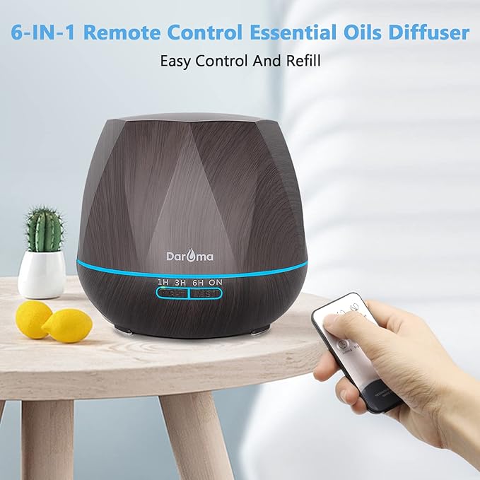 550ml Essential Oil Diffuser, DAROMA Upgraded Remote Control 6 in 1 - Image 2