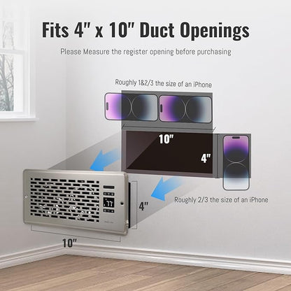 Register Booster Fan for 4" x 10" Register Holes, Quiet Vent Fan Booster - Image 3