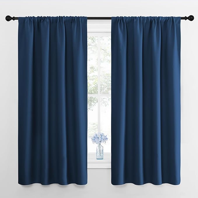 NICETOWN Kitchen Curtains, Short Blackout Drapes, Moroccan Blue, 34 in x 45 in by NICETOWN