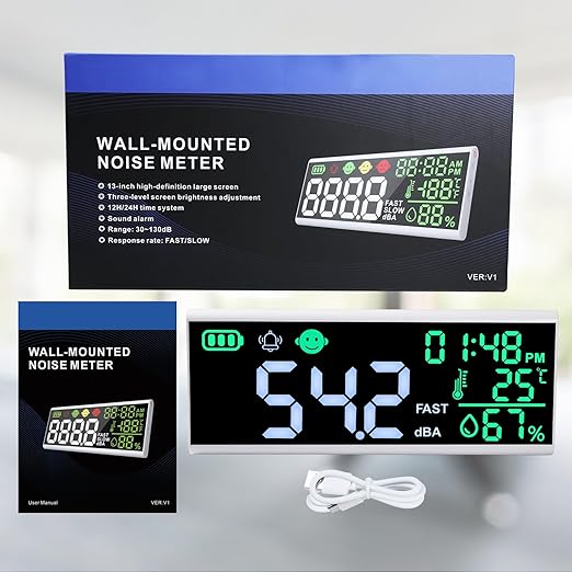 Decibel Meter 13 inches 30~130dB Sound Level Meter, Large LCD Display Wall - Image 8