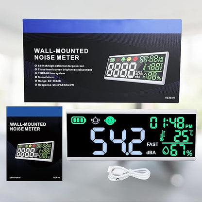 Decibel Meter 13 inches 30~130dB Sound Level Meter, Large LCD Display Wall - Image 8