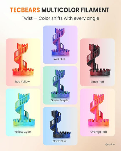 TECBEARS Dual Color PLA Filament 1.75mm, Matte PLA 3D Printer Filament - Image 2