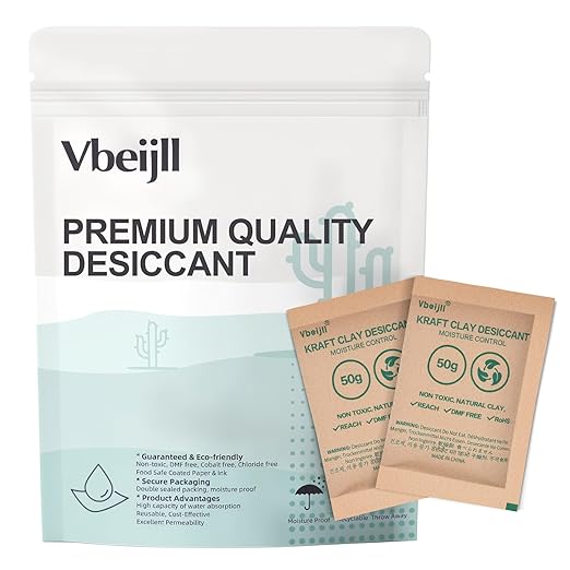 50 Gram Kraft Clay Desiccants Packs, Premium Food Grade Desiccant by Vbeijll