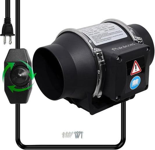 4 Inch Inline Duct Fan for Hydroponic Grow Tent Greenroom 3D Printer Enclosure by Makacces