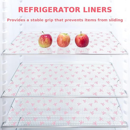 Pink Bow Refrigerator Liner Waterproof Fridge Shelf Mat Non-Adhesive Cabinet - Image 3