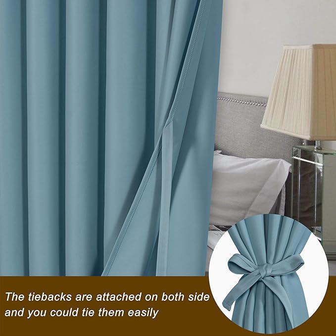 Hiasan Patio Sliding Door Curtain Panel, Stone Blue Room Divider Grommet - Image 3