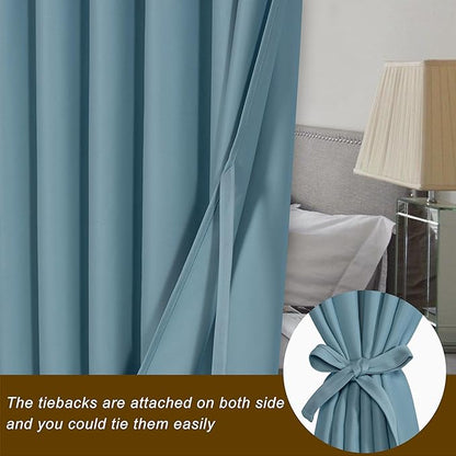 Hiasan Patio Sliding Door Curtain Panel, Stone Blue Room Divider Grommet - Image 3