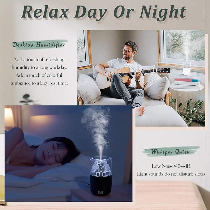 Portable Mist Humidifier with Colorful Light Auto-Off USB Desktop Personal - Image 3