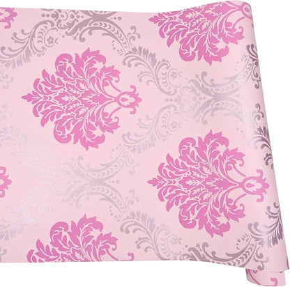 Yifely Vintage Pink Damask Self-Adhesive Shelf Drawer Liner Moisture Proof PVC - Image 11