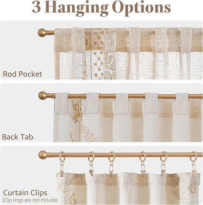 jinchan Belrose Linen Floral Cafe Curtains 45 Inch Length Embroidered Farmhouse - Image 7
